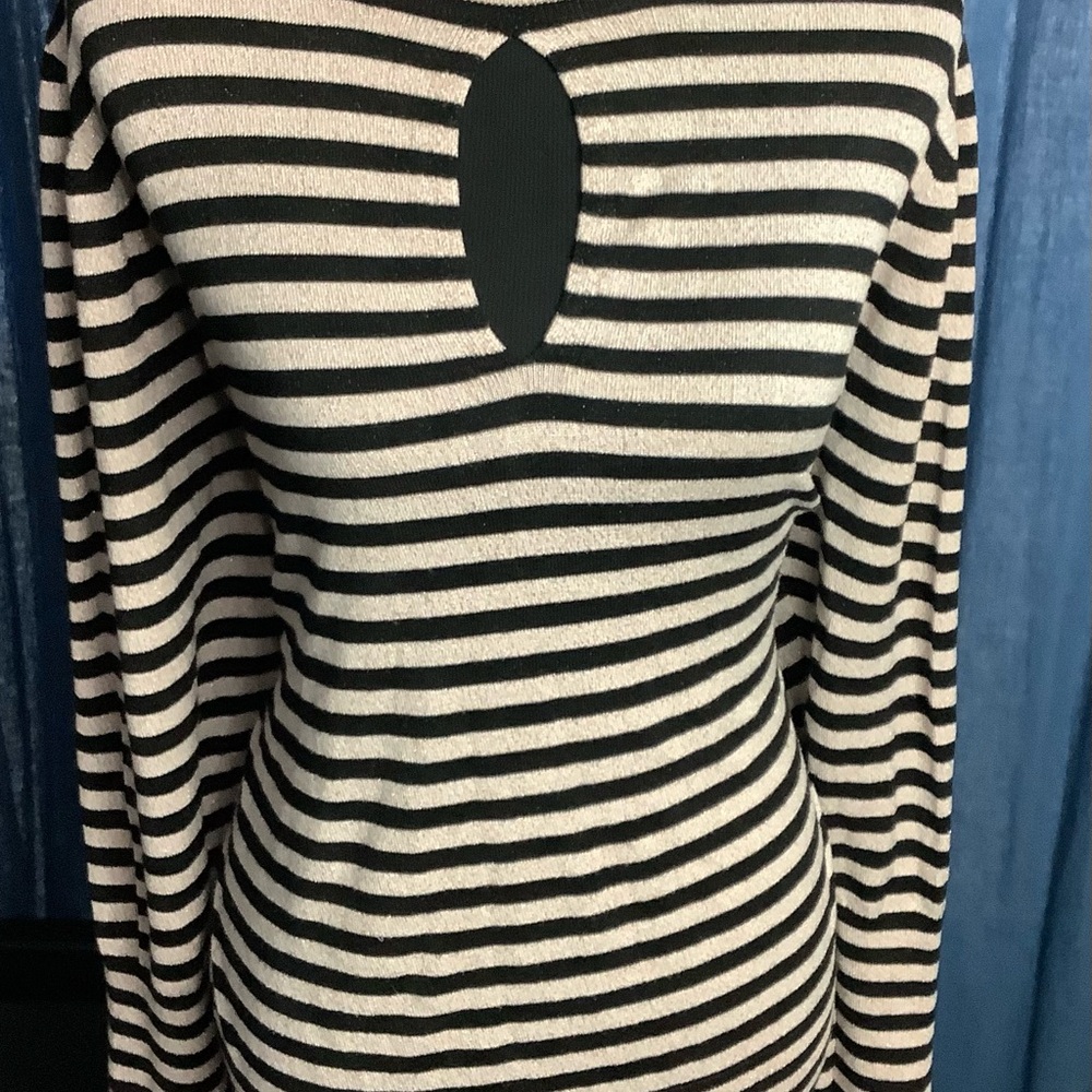 Striped Black and Cream Long Sleeve Top